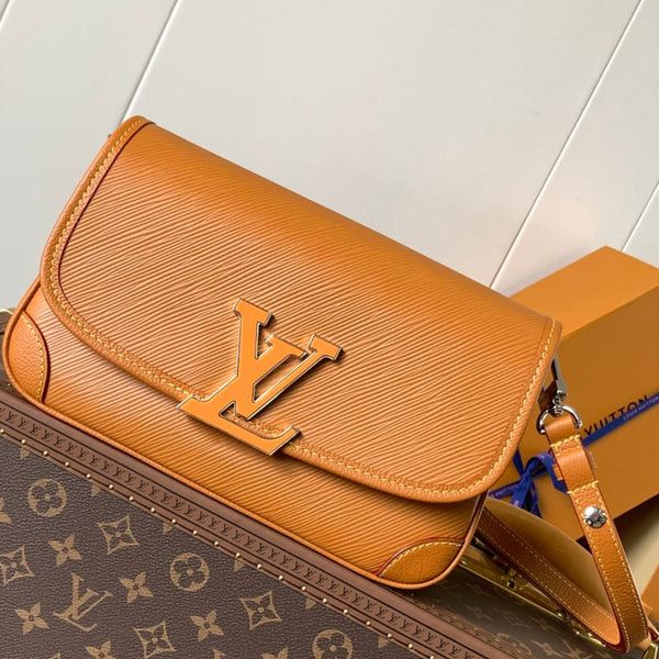 Borsa LV Buci 24,5 cm in pelle Epi marrone 241086