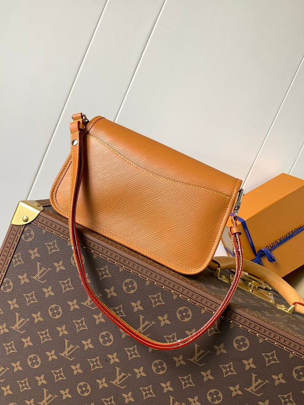 Borsa LV Buci 24,5 cm in pelle Epi marrone 241086