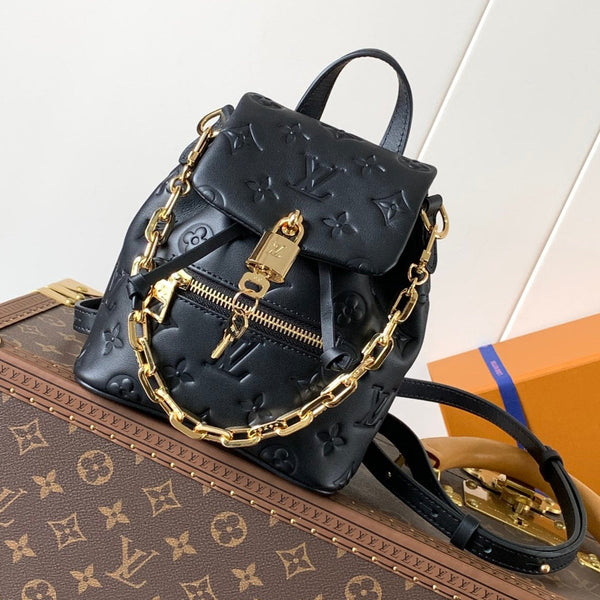 Zaino LV Coussin 20cm in pelle nera e oro 252655