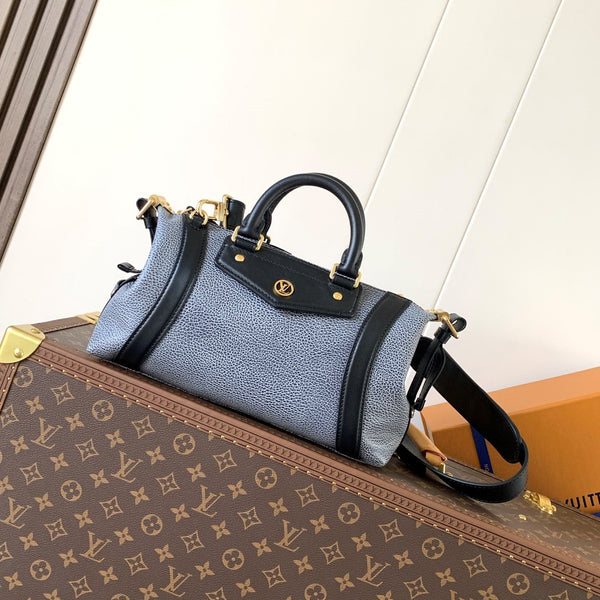 LV Nano LV Biker 30cm Nero Grigio Chiaro Pelle di Pecora e Pelle di Vacchetta Metallo