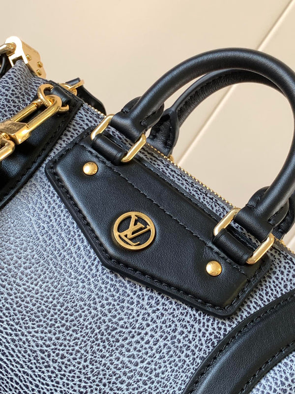 LV Nano LV Biker 23cm Nero Grigio Chiaro Pelle di Pecora e Pelle di Vacchetta Metallo