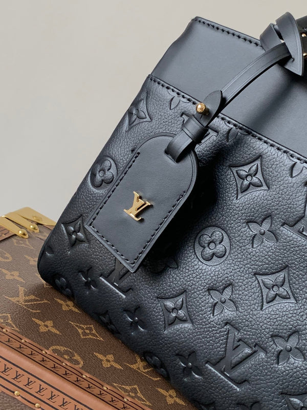 LV City Avenue PM 30cm Black Monogram Embossed Shadow Cowhide