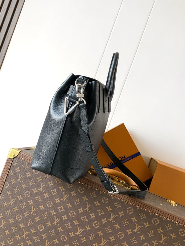 LV Steamer 30 Black Suede Leather