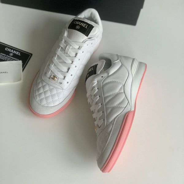 Sneaker CC in pelle di agnello bianca trapuntata 143550