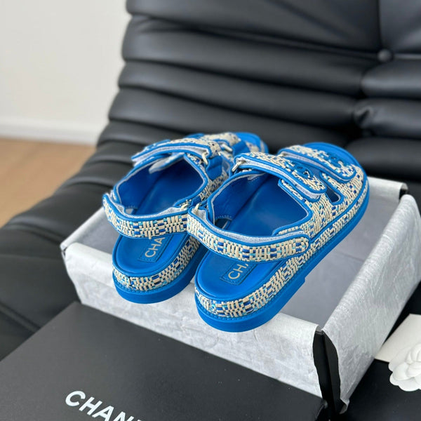 Dad Sandals Sheepskin  Cobalt Blue