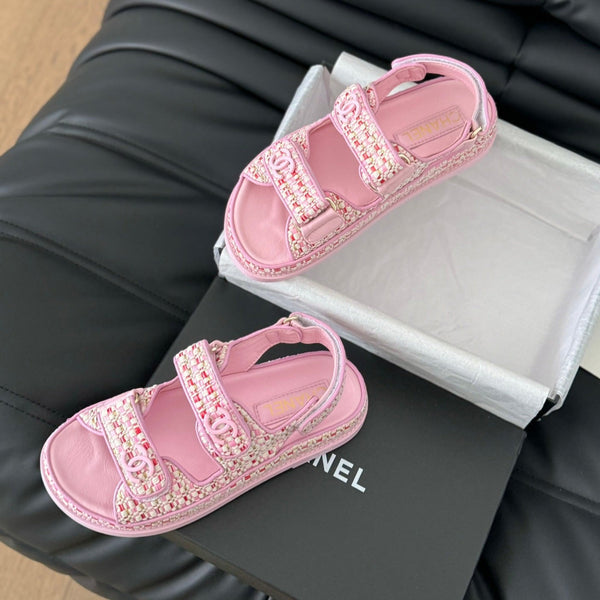 Dad Sandals Sheepskin  Light Pink