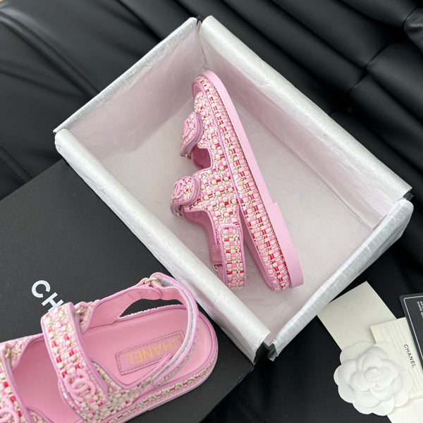 Dad Sandals Sheepskin  Light Pink