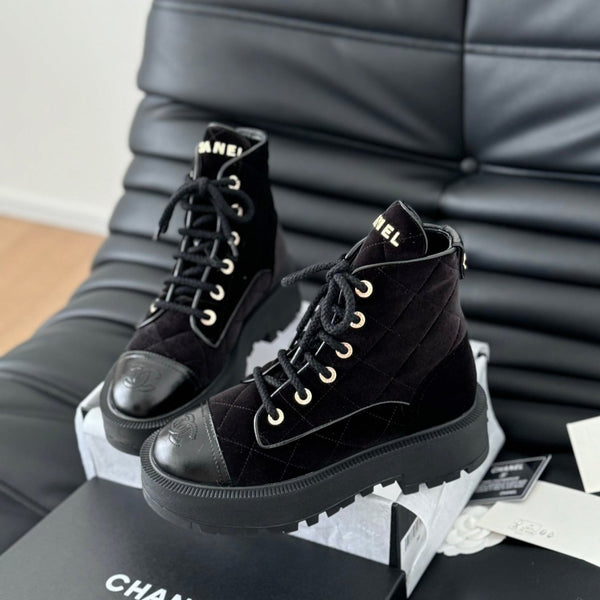 cc ankle boots dark red velvet quilted lambskin