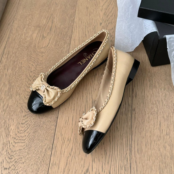 CC Ballet Flats 25mm Beige Chain Lambskin