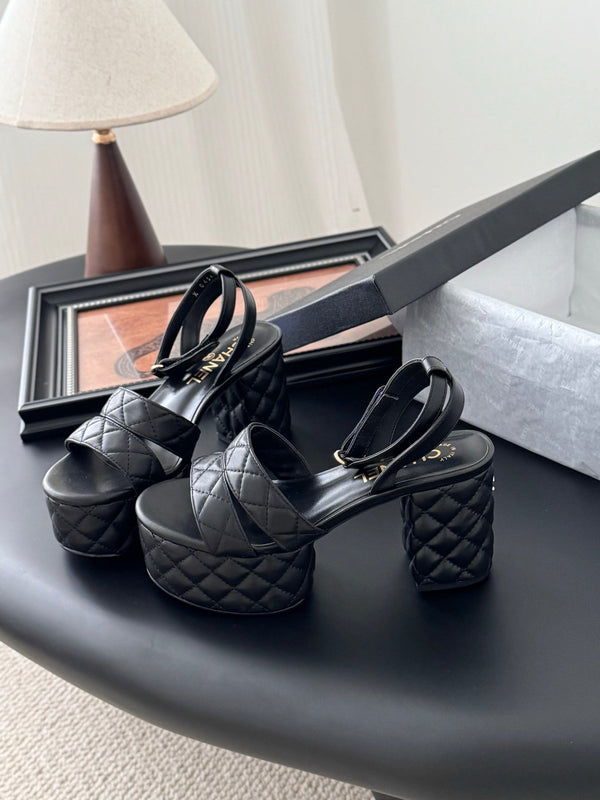 Chanel Heeled 70 Sandal Black Cowhide
