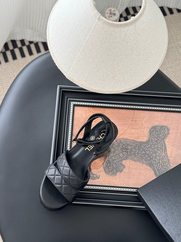 Chanel Heeled 70 Sandal Black Cowhide