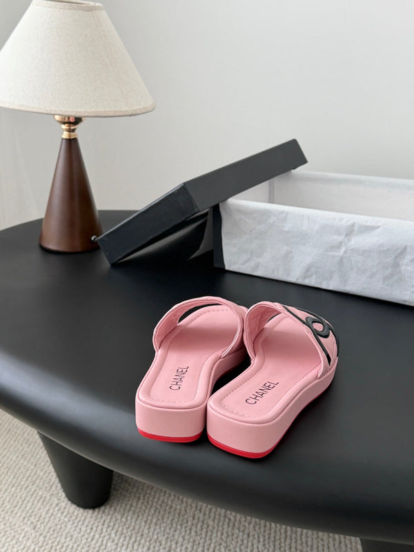 CC 26K Cambon Slippers Pink Lambskin 670824