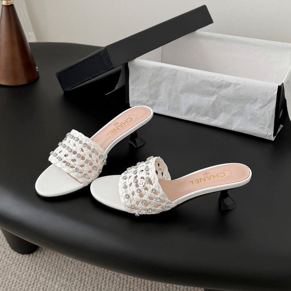 Sandales CC 26SS cuir d'agneau tressé blanc 670633