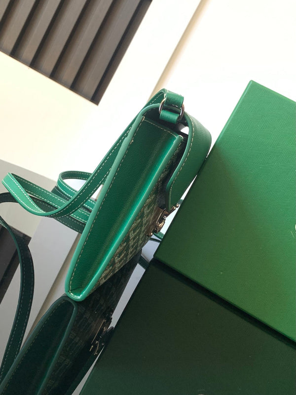 PORTAFOGLIO-BUSTA 21 CHYPRE IN TELA GOYARDINE VERDE E PELLE DI VITELLO