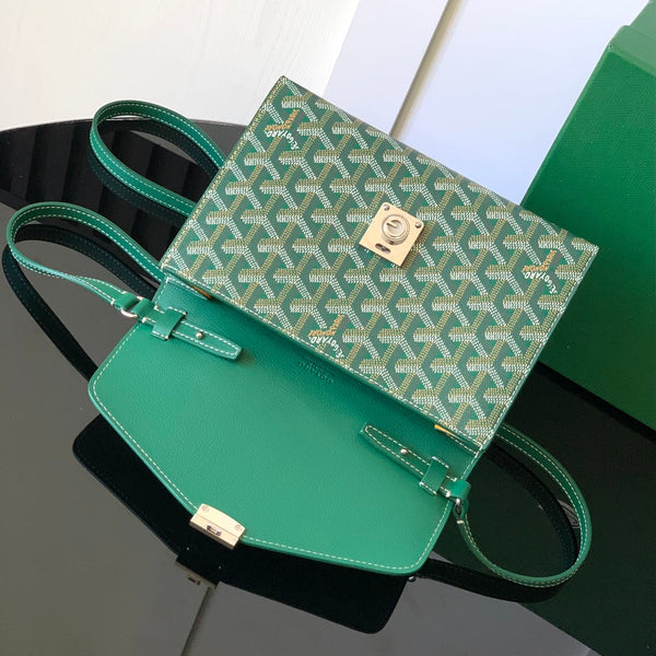 PORTAFOGLIO-BUSTA 21 CHYPRE IN TELA GOYARDINE VERDE E PELLE DI VITELLO