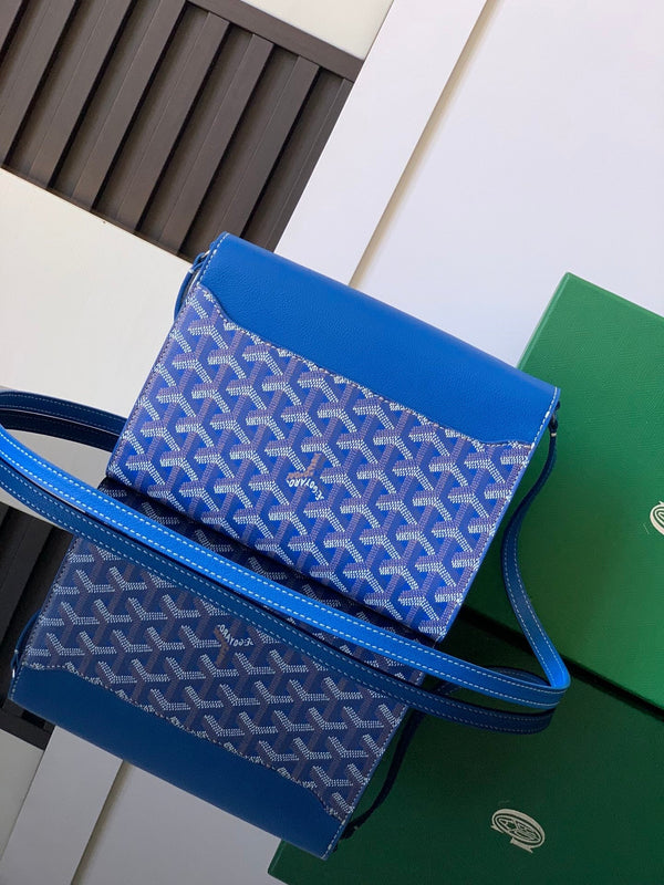 PORTAFOGLIO-BUSTA 21 IN TELA GOYARDINE BLU ZAFFIRO E PELLE DI VITELLO CHYPRE