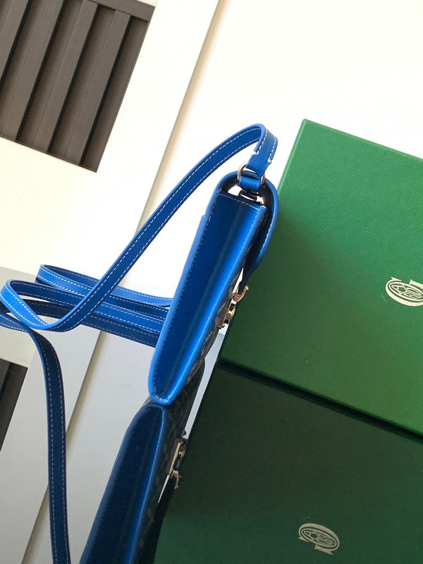 PORTAFOGLIO-BUSTA 21 IN TELA GOYARDINE BLU ZAFFIRO E PELLE DI VITELLO CHYPRE