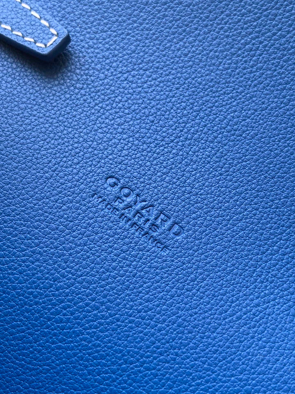 PORTAFOGLIO-BUSTA 21 IN TELA GOYARDINE BLU ZAFFIRO E PELLE DI VITELLO CHYPRE
