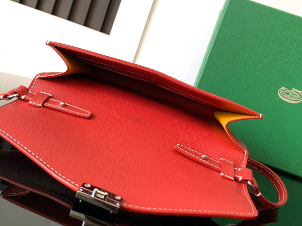 PORTAFOGLIO-BORSA 21 CHYPRE IN TELA GOYARDINE ROSSA CLASSICA E PELLE DI VITELLO