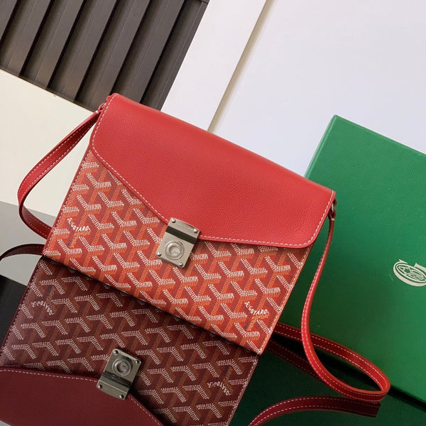 PORTAFOGLIO-BORSA 21 CHYPRE IN TELA GOYARDINE ROSSA CLASSICA E PELLE DI VITELLO
