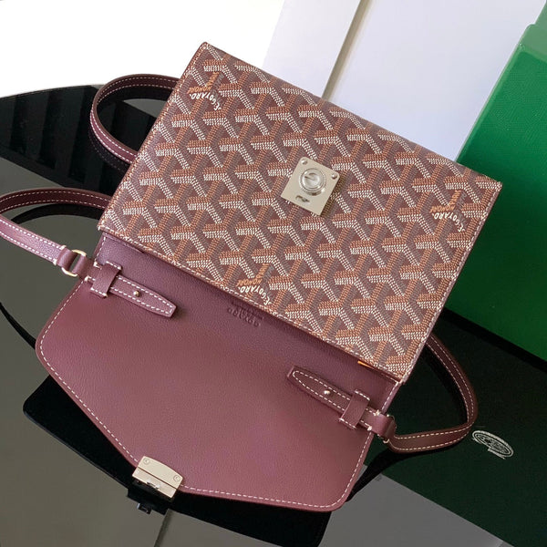PORTAFOGLIO-BORSA 21 CHYPRE IN TELA GOYARDINE ROSSO VINO E PELLE DI VITELLO