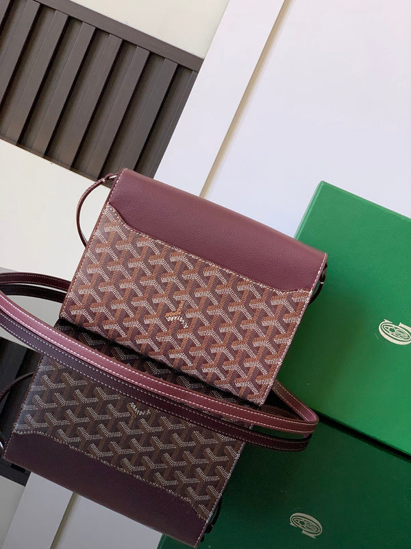 PORTAFOGLIO-BORSA 21 CHYPRE IN TELA GOYARDINE ROSSO VINO E PELLE DI VITELLO