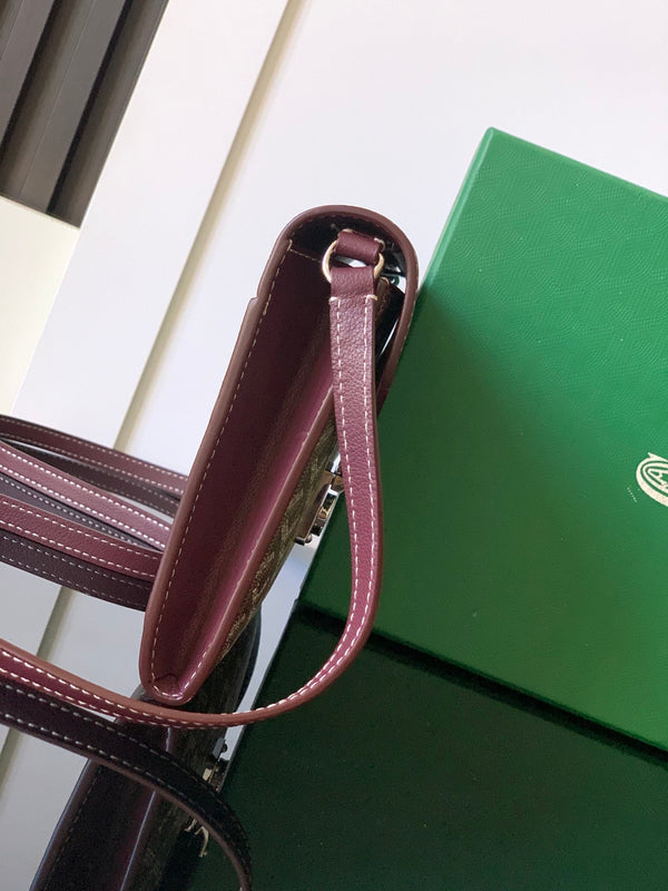 PORTAFOGLIO-BORSA 21 CHYPRE IN TELA GOYARDINE ROSSO VINO E PELLE DI VITELLO