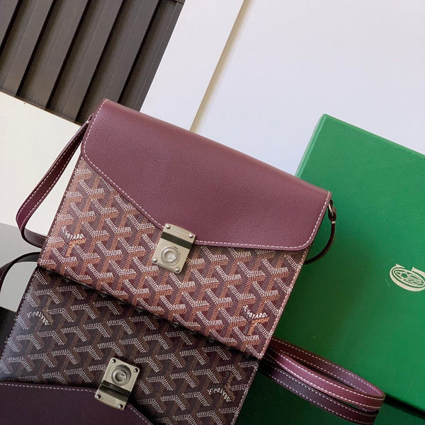 PORTAFOGLIO-BORSA 21 CHYPRE IN TELA GOYARDINE ROSSO VINO E PELLE DI VITELLO