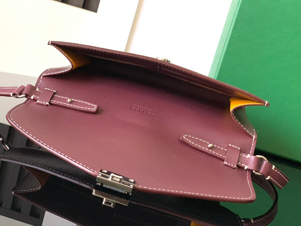 PORTAFOGLIO-BORSA 21 CHYPRE IN TELA GOYARDINE ROSSO VINO E PELLE DI VITELLO