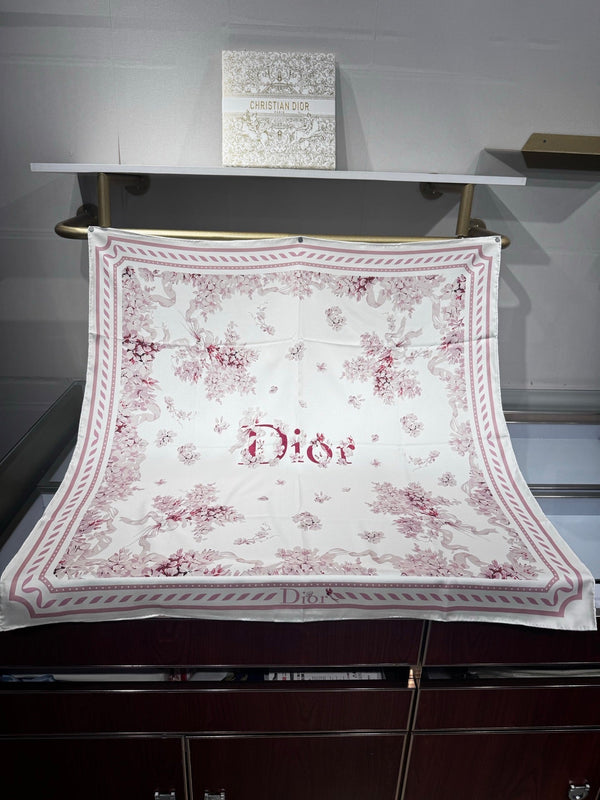CD Jouy Scarf 90x90cm Light Pink White Silk Twill 209845