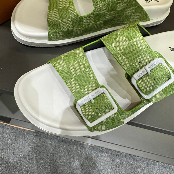 LV DAD SANDAL PEAR GREEN DAMIER CALFSKIN