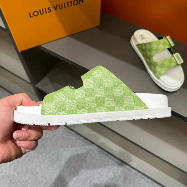 LV DAD SANDAL PEAR GREEN DAMIER CALFSKIN