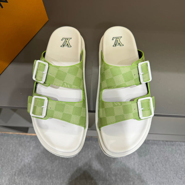 LV DAD SANDAL PEAR GREEN DAMIER CALFSKIN