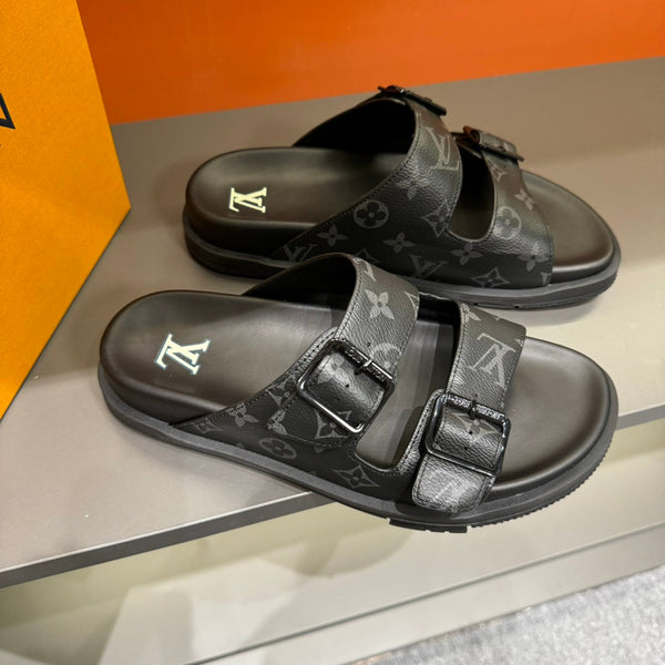 LV DAD SANDAL BLACK MONOGRAM CALFSKIN