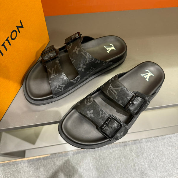 LV DAD SANDAL BLACK MONOGRAM CALFSKIN
