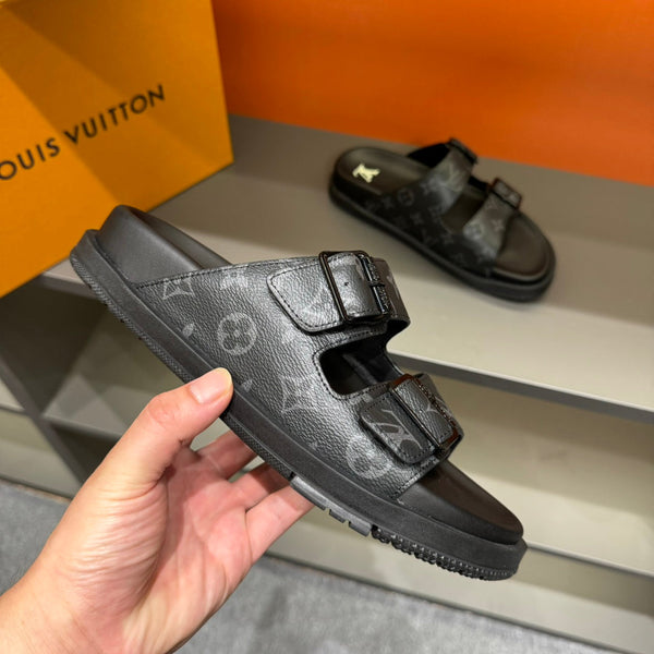 LV DAD SANDAL BLACK MONOGRAM CALFSKIN