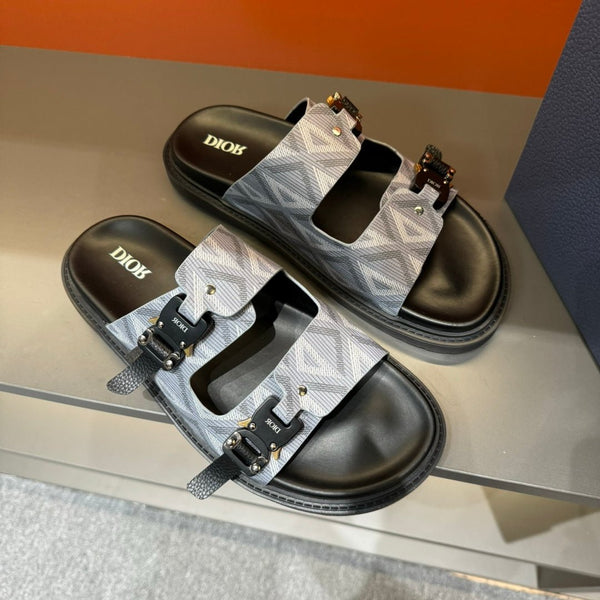 CD DOUBLE H-TOWN SANDAL PALE GRAY CALFSKIN