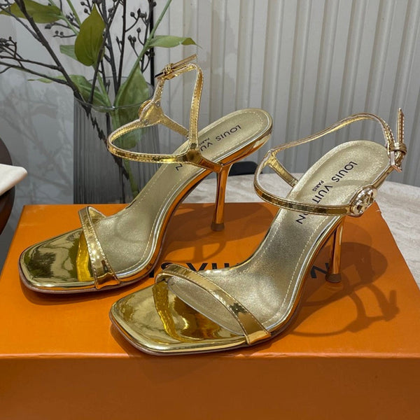 6AM HIGH SANDAL 95 MM IN GOLD LAMBSKIN