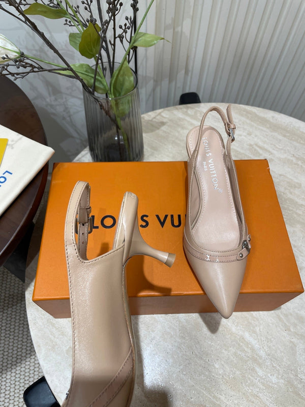 HIGH SLINGBACKS 5 CM IN BEIGE CREAM CALFSKIN