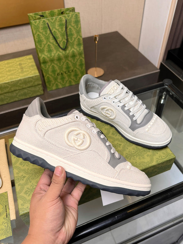 GG MAC80 TRAINER IN PELLE DI VITELLO BIANCO CREMA E GRIGIA