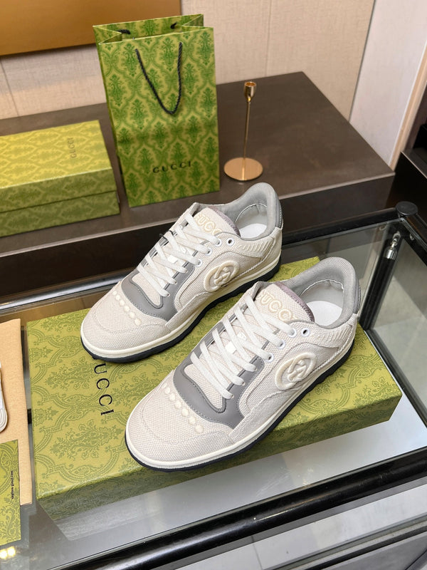 GG MAC80 TRAINER IN PELLE DI VITELLO BIANCO CREMA E GRIGIA