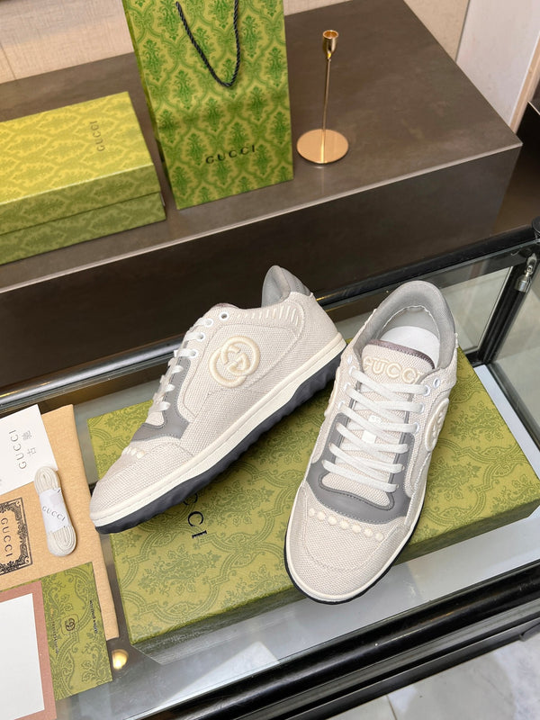 GG MAC80 TRAINER IN PELLE DI VITELLO BIANCO CREMA E GRIGIA