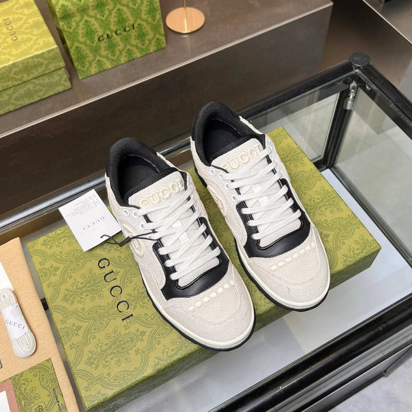 GG MAC80 TRAINER IN PELLE DI VITELLO BIANCO CREMA E NERO