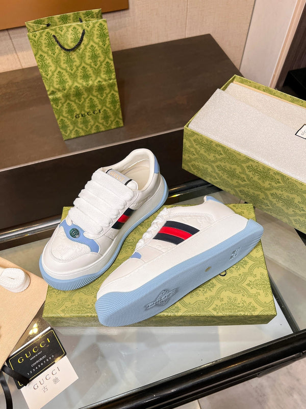 Sneaker GG Screener da uomo in tela di pecora bianca e blu 523602