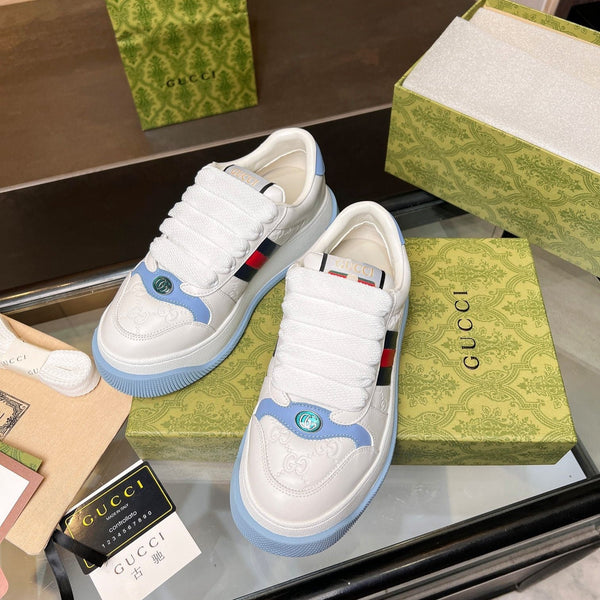 Sneaker GG Screener da uomo in tela di pecora bianca e blu 523602