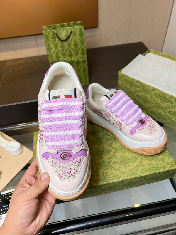 Sneaker GG Screener da uomo in tela di pecora viola 523600