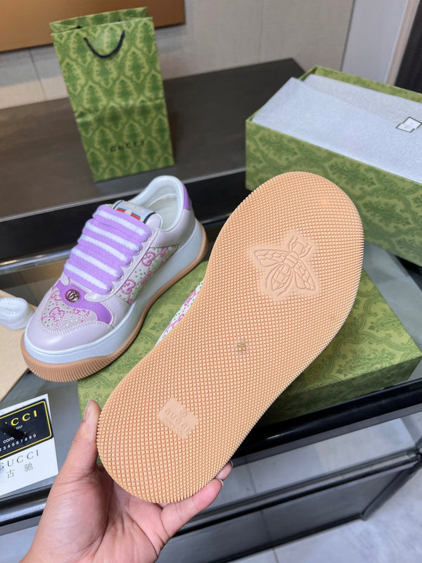 Sneaker GG Screener da uomo in tela di pecora viola 523600