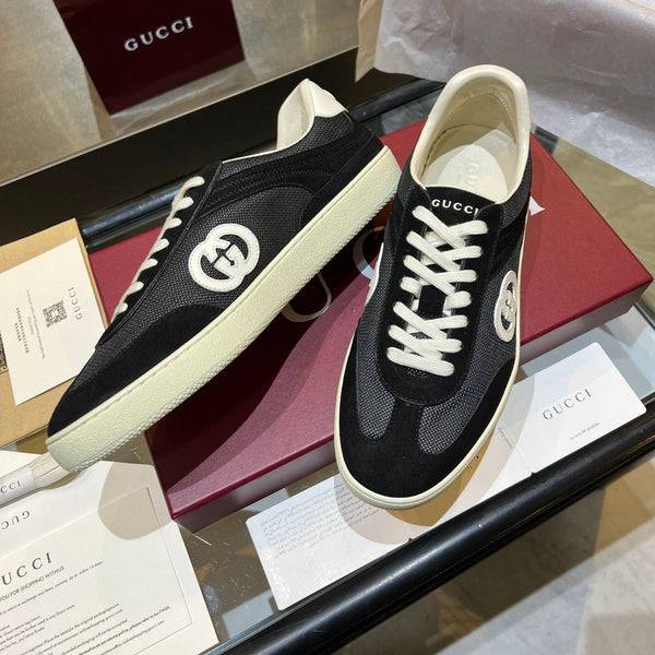 GG G75 Sneaker Black Suede Mesh 818358