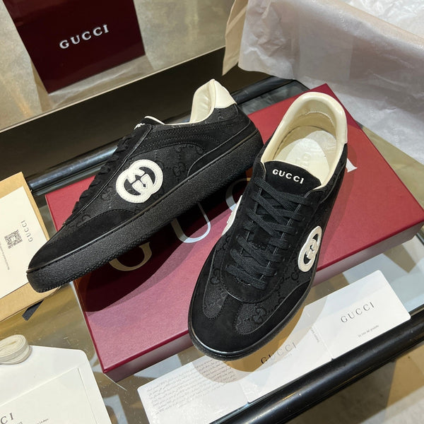 GG G75 Sneaker Black Suede Canvas 818356