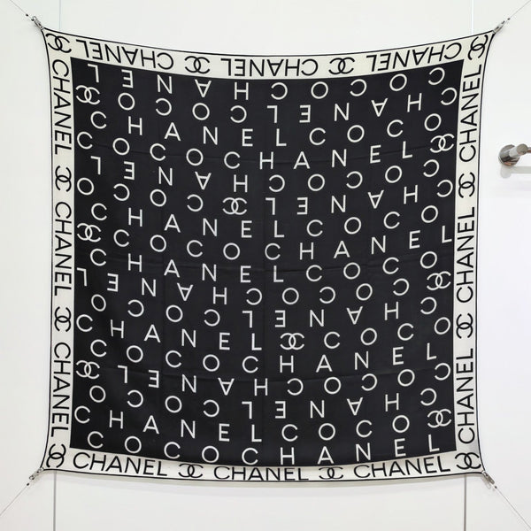 CC 25 Scarf 140CM White Black Cashmere 293084